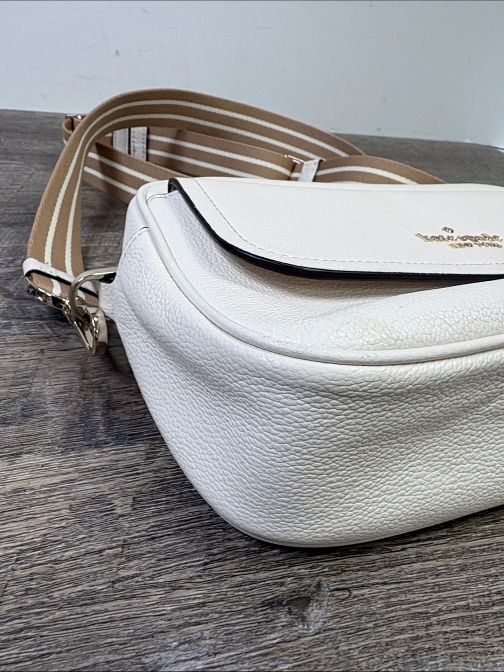 Kate Spade New York Rosie Pebbled Leather Flap Camera Bag Cream